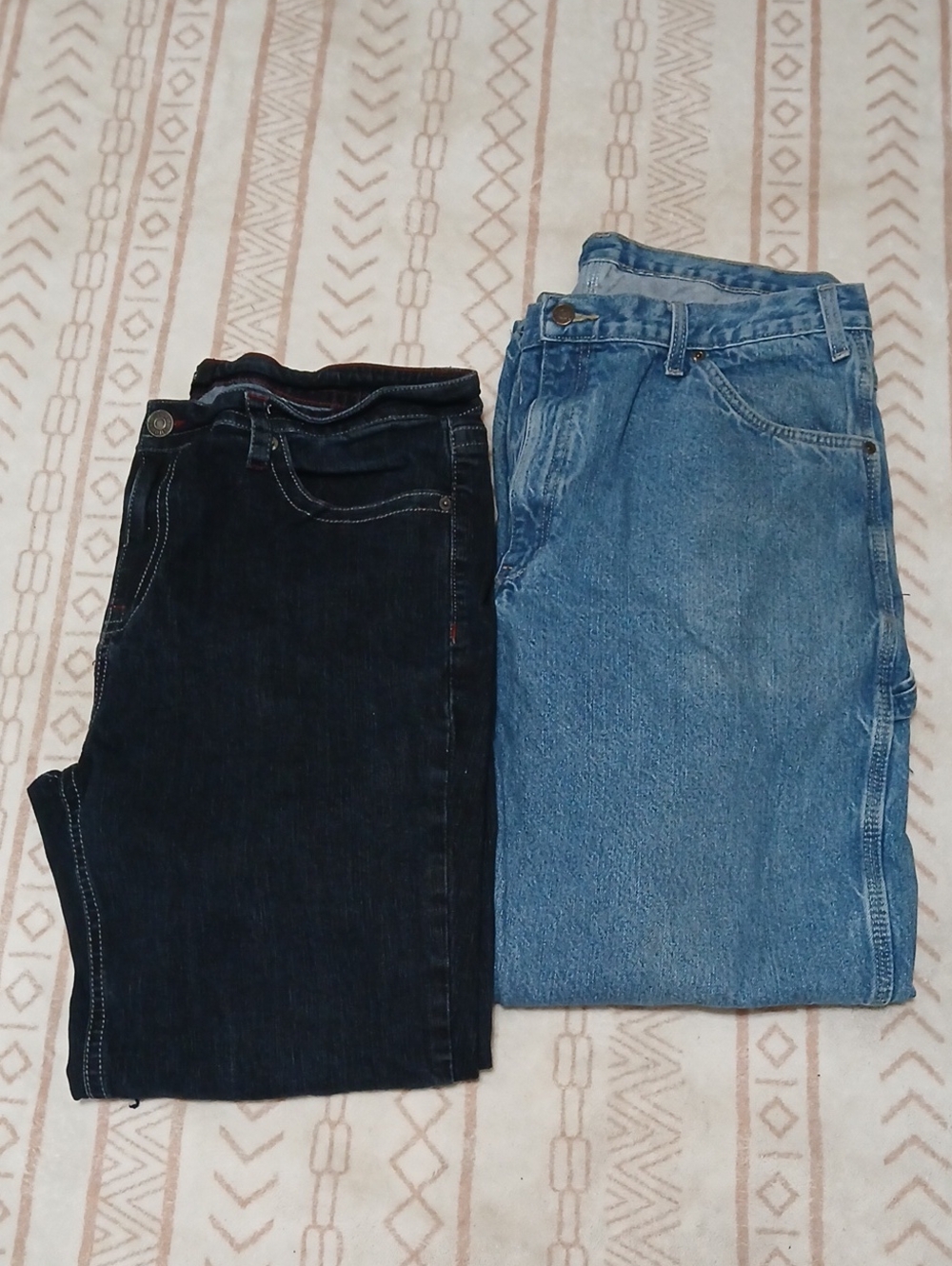 Men's Jeans - Black and Light Blue Denim